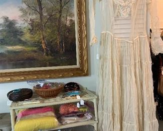 1950s lace overlay wedding dress and veil