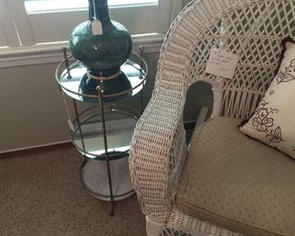 Vintage glass and metal accent table