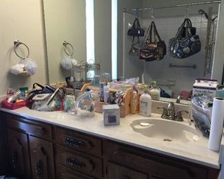 This is the guest bathroom and has lot of bathroom items.