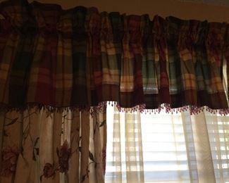 These window treatments match the quilt/bed skirt for the queen bed.