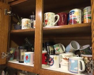Lots of mugs and travel mugs