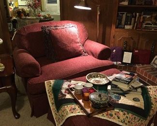 Oversized chair with footstool