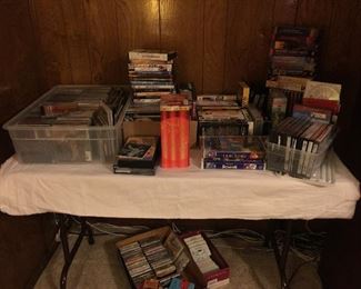 Lots of CD's, DVD, VHS, Cassette tapes
