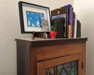 Pair of stained glass cabinets - mission style