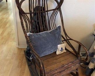 Rustic Primitive bent wood Hickory rocker