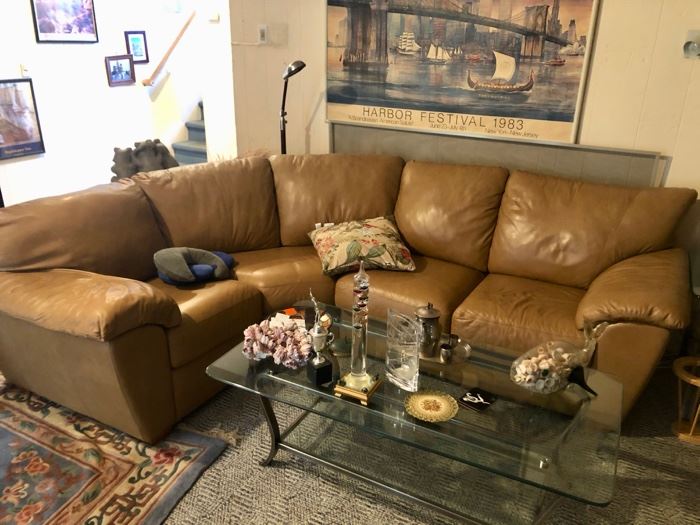 Full home contents including this saddle leather sectional sofa in perfect condition 
