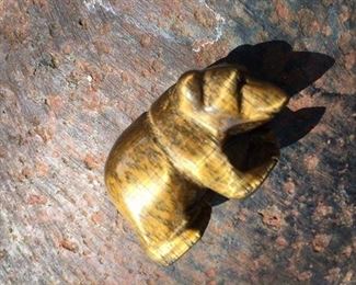 Tiger Eye Carved Bear