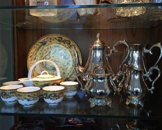 #29 The Chinese yellow dragon tea set if beautiful, Silver plate coffee set