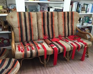 #8 Mid-Century Bamboo Sofa with original cushions.  There are 10 pieces in total and all in great condition.  What a find!