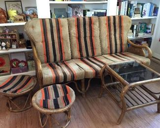 #13 A close look at the Bamboo Sofa, side table, and two foot stools 