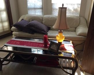 Mid-Century Bamboo with glass top coffee table