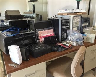 Hardware, vintage metal desk, office chairs