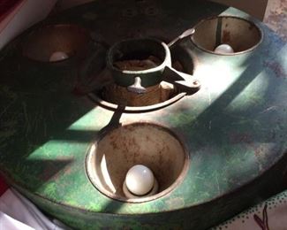 Vintage metal Christmas tree stand with lights