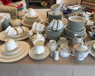 Royal Albert "Val D'or" bone china, Mikasa "White Lace" china