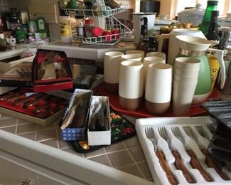 Mid-Century Kitchen, lots of knife sets