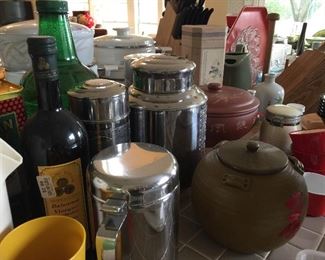 Tea canisters, crocks