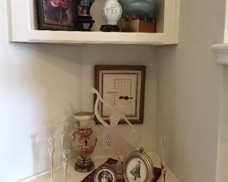 Vintage acrylic lady, Italian art work, Cloisonne, Russel Wright pottery, art work