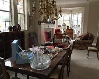 Looking across the upper level dining room and into the formal sitting room