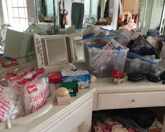 Lots more bathroom toiletries, vintage mirror, shavers, massage 