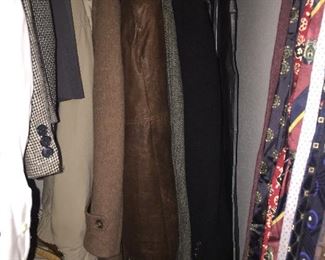 Men's full length coats, leather jacket