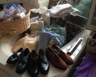 Bed linens, new shoes