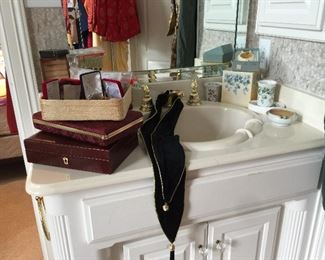 Men's vintage cuff links and tie pins, perfume