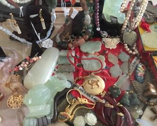 A close look at the Jade and costume jewelry