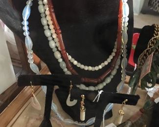 Beautiful necklaces, earrings and pins