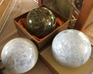 Large Ocean Jasper and Blue Celestite Spheres