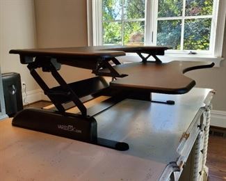 standing desk platform: 5" h (rises to 11") x 36w x 30d