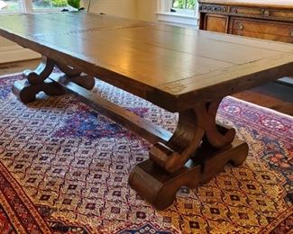 table: 30.5h x 108"w x 45"d with two 18" leaves.    rug: 13'4" x 9'2"