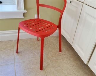 red chairs (5) 30"h x 17"w x 18"d