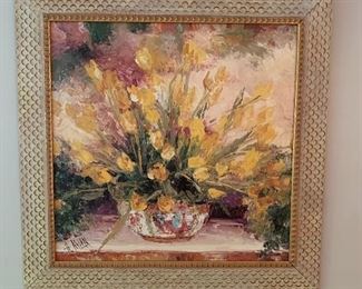 Oil painting of tulips