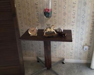 Rolling table in bathroom
