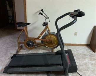 Exercise bike and treadmill