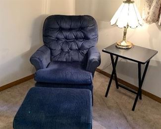 Blue rocker and glider footstool