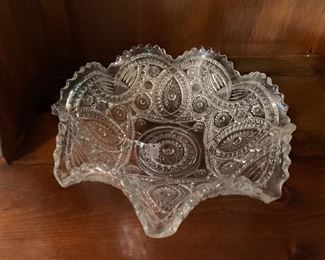 Crystal ball and other cut and press glass pieces