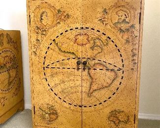 Old World Map Cabinet