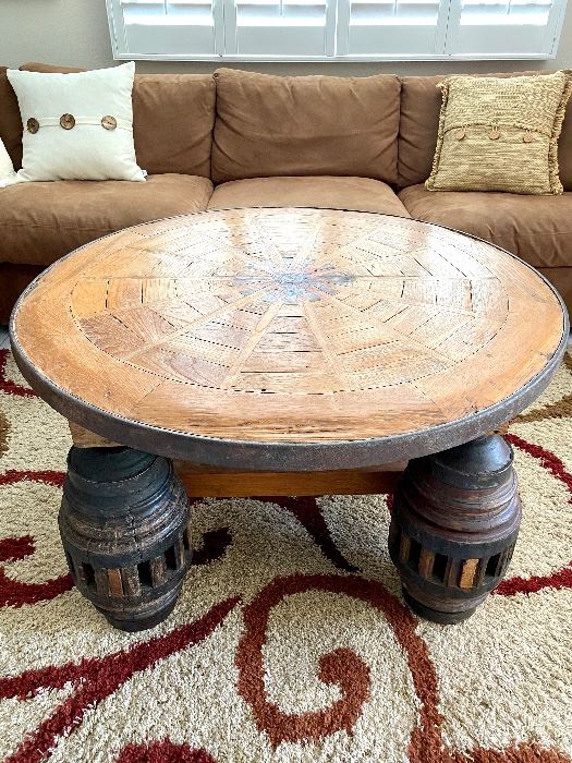 Antique Indonesian Wagon Wheel Table