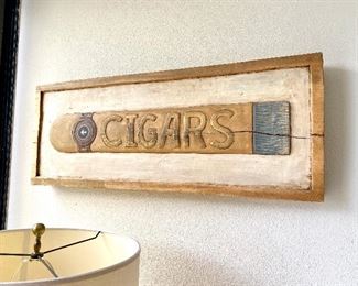 Heavy Carved Wood Cigars Sign