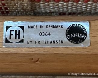 Detial of Borge Mogenson for Fritz Hansen Vintage 2-seat sofa and matching spokeback chair