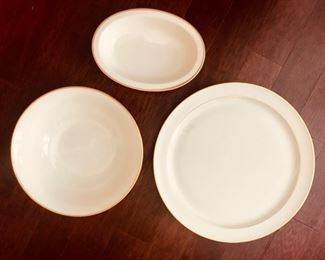 LENOX - Mansfield Pattern: large deep serving bowl, small vegetable bowl, round platter.