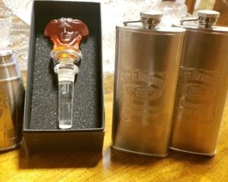 Versace decanter stopper/wine stopper, Jack Daniels flasks