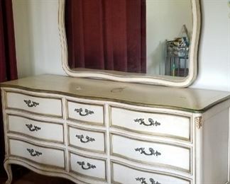 Henredon French Provincial Dresser and Mirror
