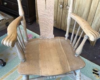 Carved wood armchair, $185.