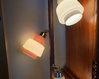 Mid Century Modern Tension Pole Lamp, Three Glass Globes, $325