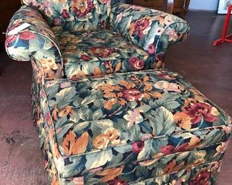 Floral Chair and Ottoman, $225