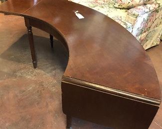 Small Mahogany Half Moon Drop Leaf Table, $85