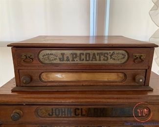 Antique Sewing Spool Thread Retail Display Cabinets