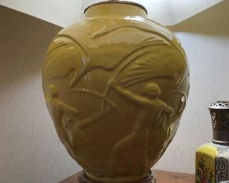 Art Deco Muncie Pottery "Archers and Birds" Lamp